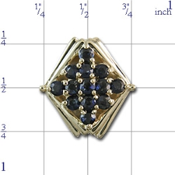 B2804 14K SAPPHIRE CLUSTER SLIDE 